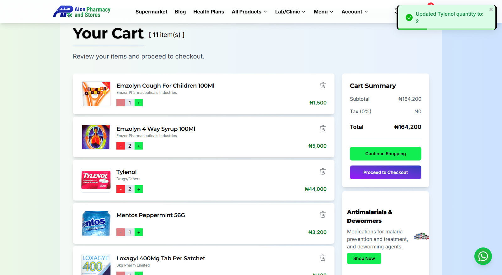E-pharmacy cart
