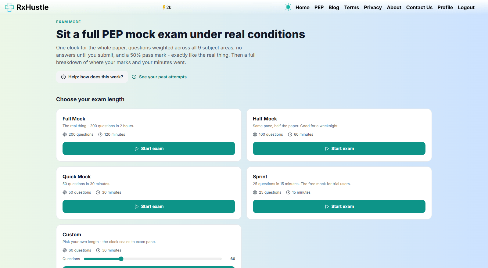 CBT exam simulator setup